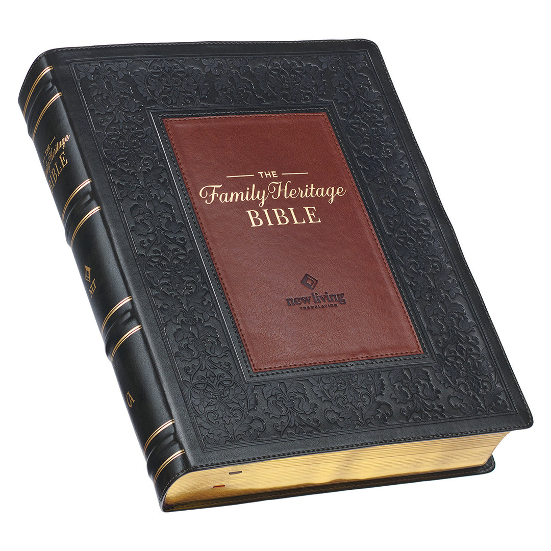 NLT Dark Olive And Brown Faux Leather Flexcover The Family Heritage Bible