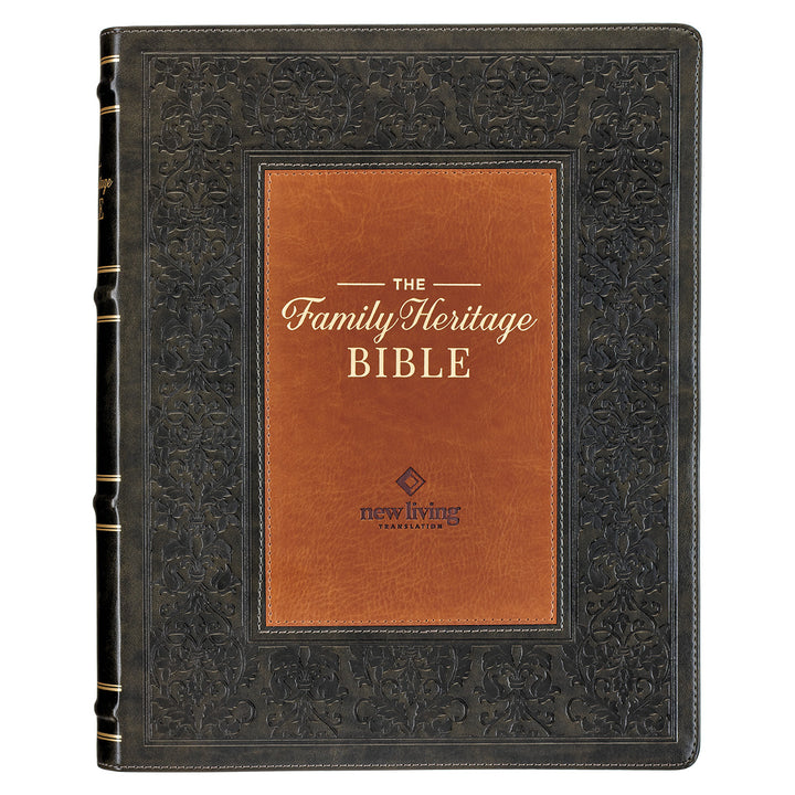 NLT Dark Olive And Brown Faux Leather Flexcover The Family Heritage Bible