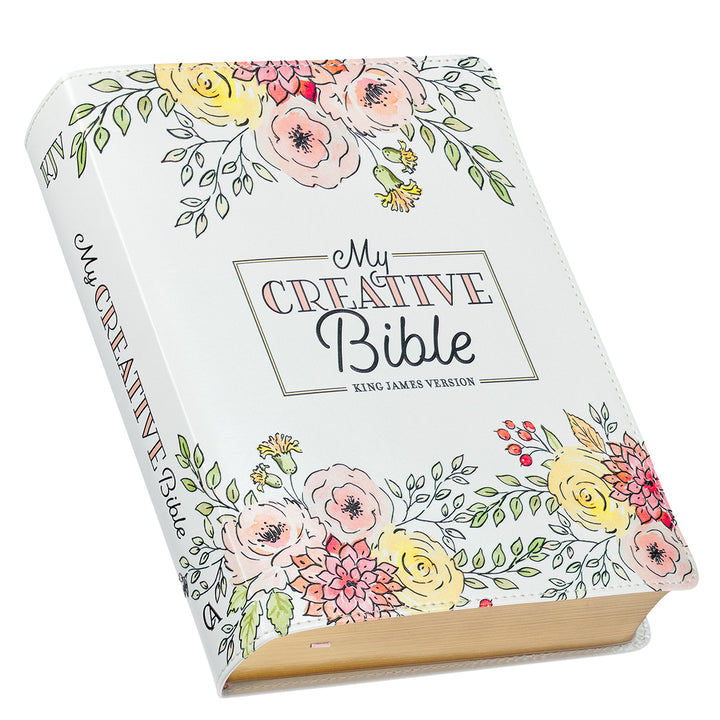 KJV White Floral Faux Leather Flexcover My Creative Bible