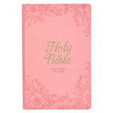 KJV Pink Floral Faux Leather Flexcover Deluxe Gift Bible With Zip
