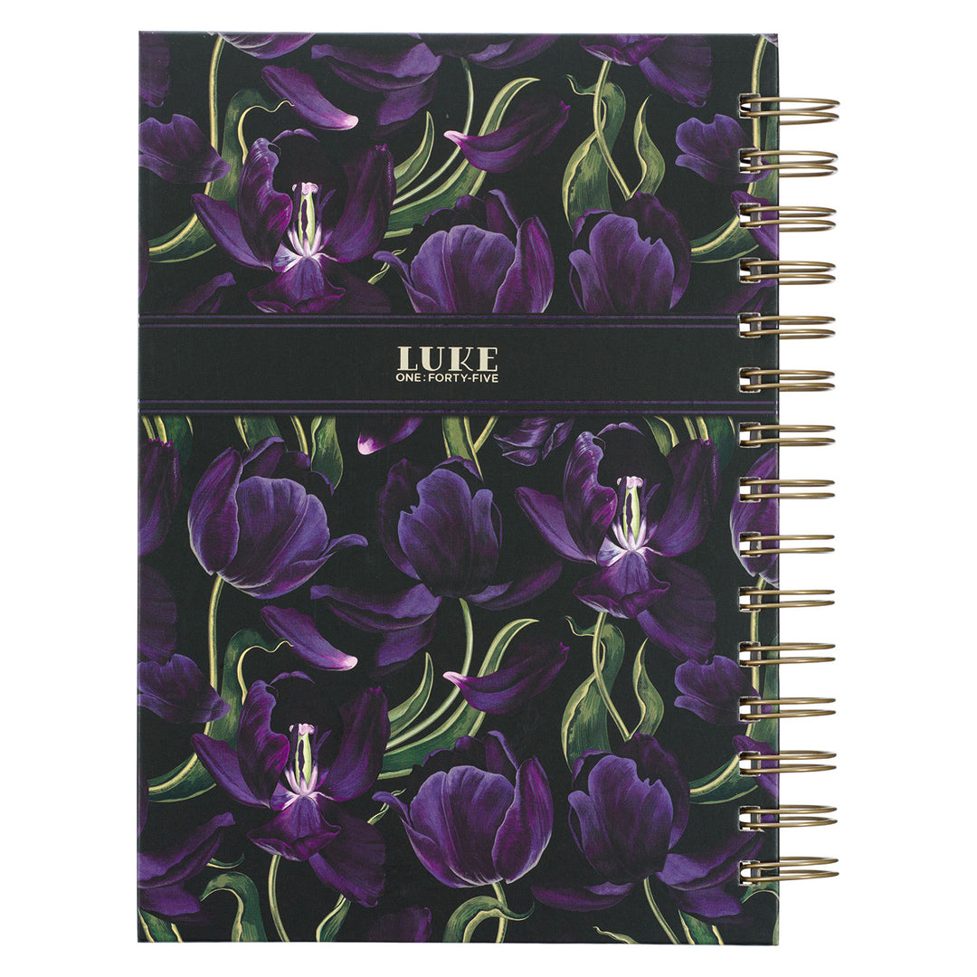 Blessed Is She Who Has Believed Black & Purple Large Hardcover Wirebound Journal