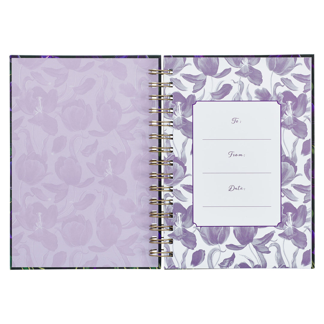 Blessed Is She Who Has Believed Black & Purple Large Hardcover Wirebound Journal