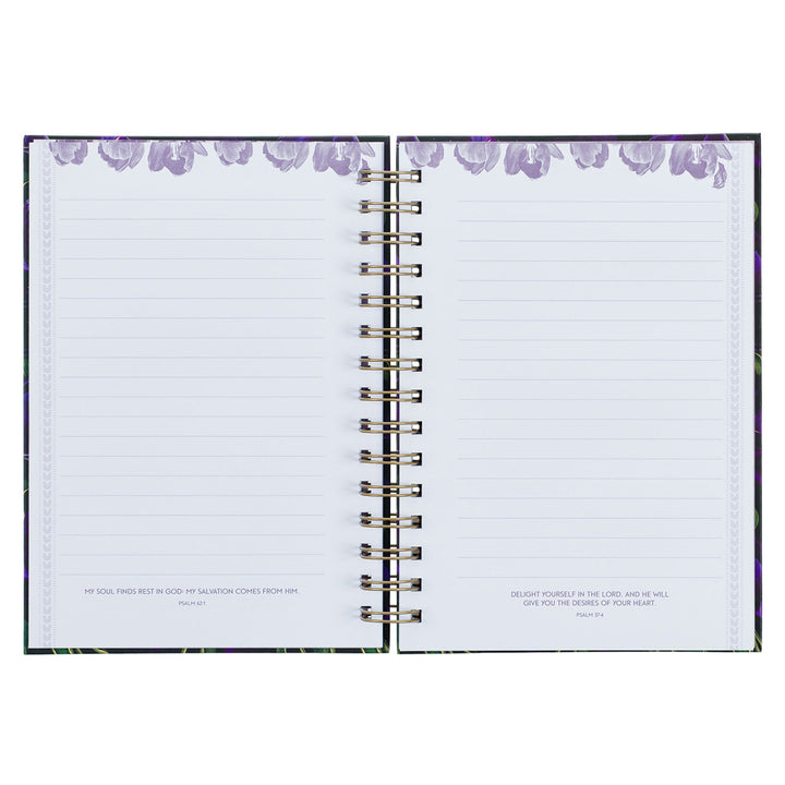 Blessed Is She Who Has Believed Black & Purple Large Hardcover Wirebound Journal