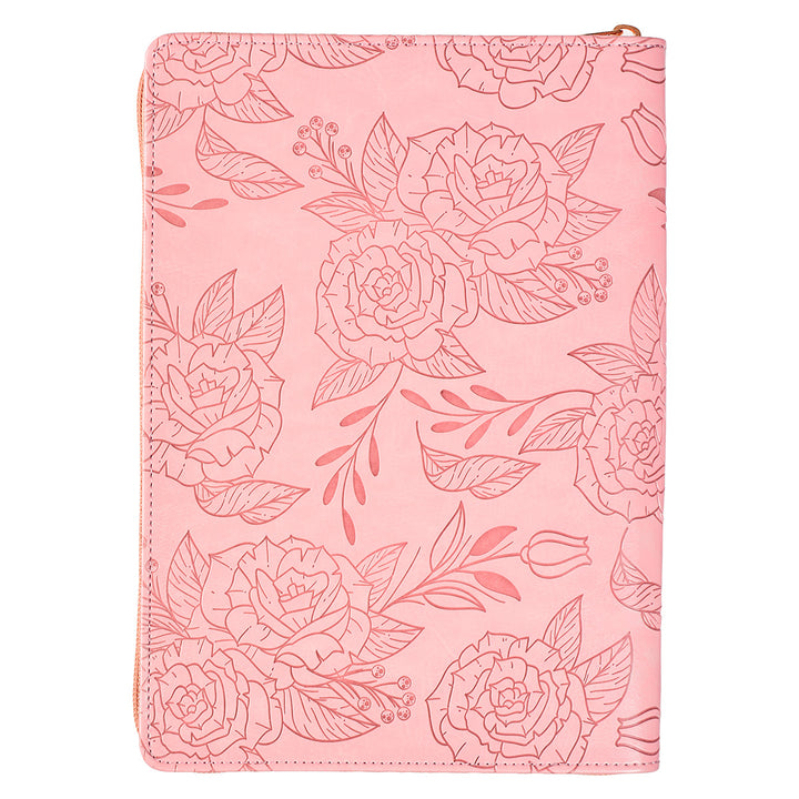 Strength & Dignity Pink Faux Leather Journal With Zipped Closure - Prov 31:25