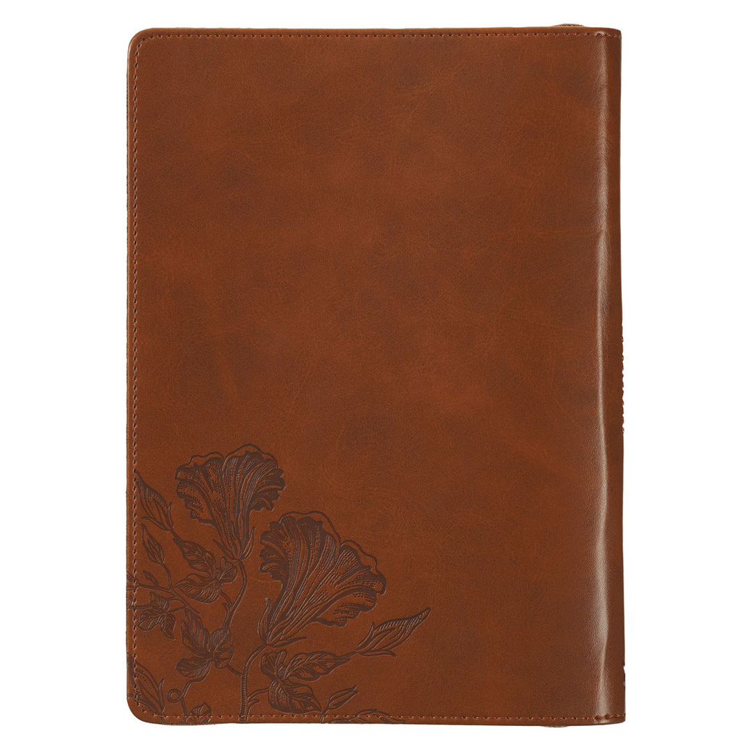 Amazing Grace Floral Faux Leather Journal With Zipped Closure - 2 Cor 12:9