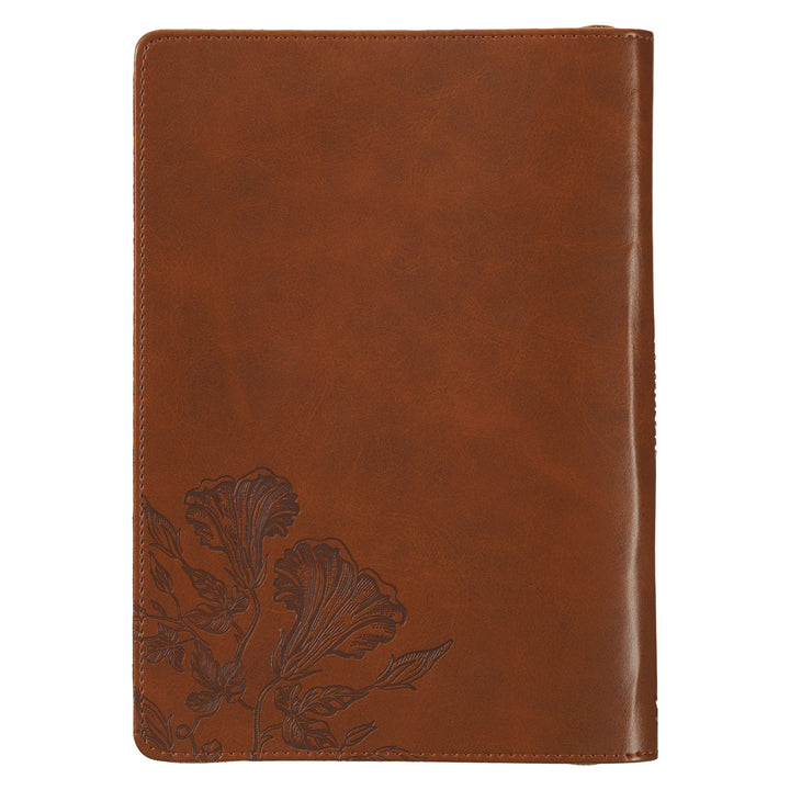 Amazing Grace Floral Faux Leather Journal With Zipped Closure - 2 Cor 12:9