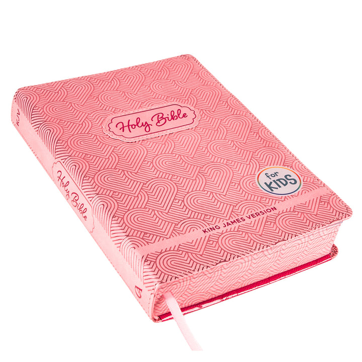 KJV Pink Hearts Faux Leather Flexcover Kids Bible Large Print