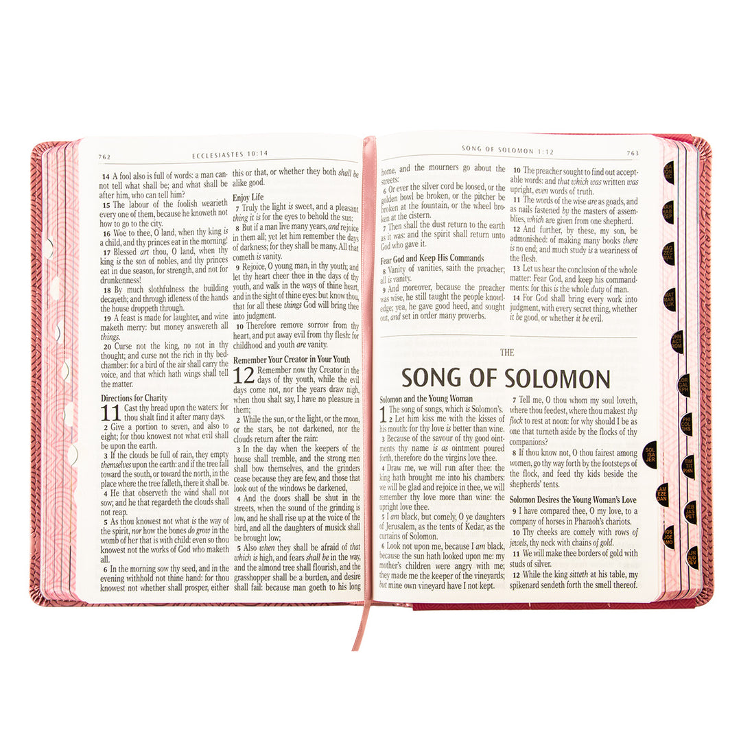 KJV Pink Hearts Faux Leather Flexcover Kids Bible Large Print