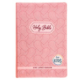 KJV Pink Hearts Faux Leather Flexcover Kids Bible Large Print