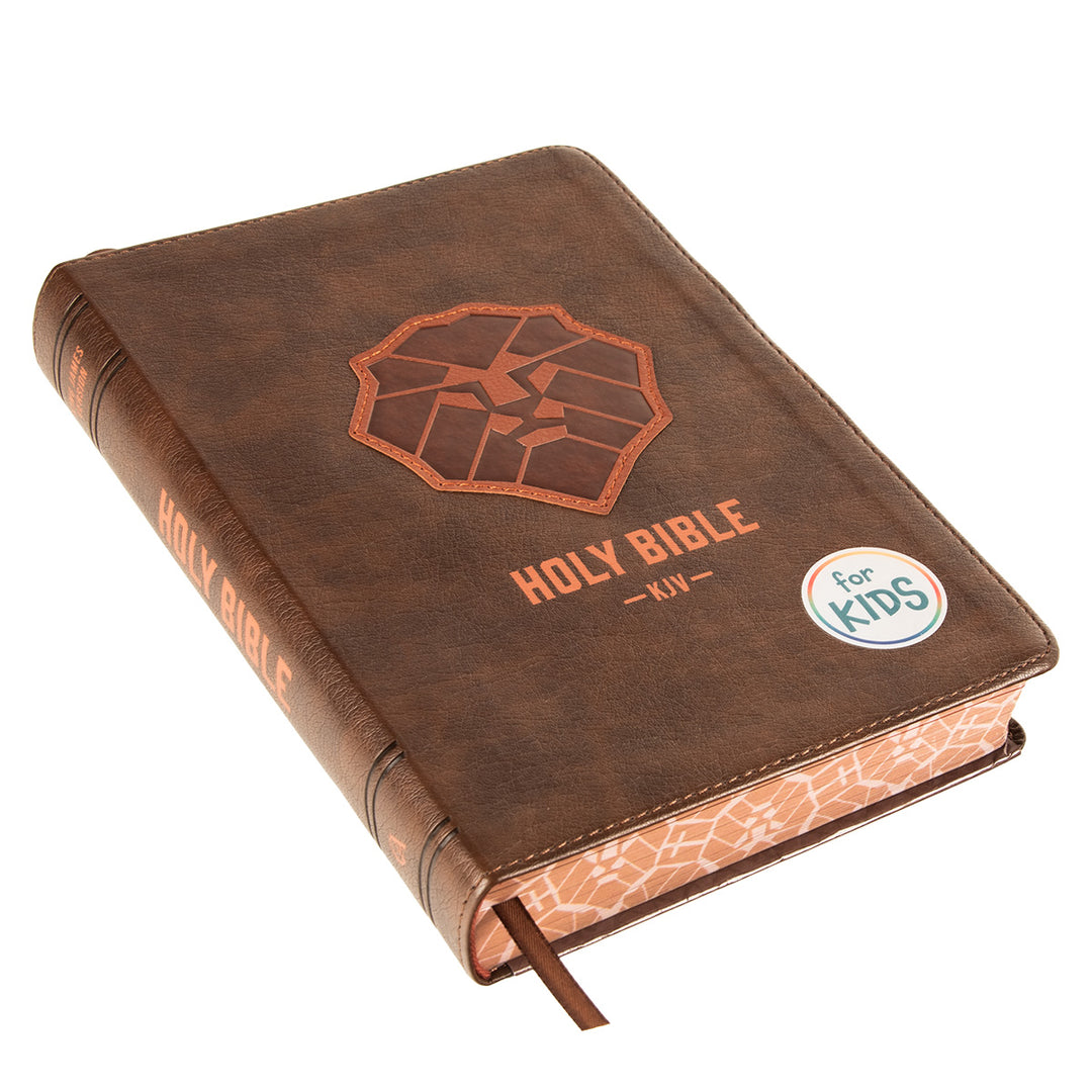 KJV Brown Lion Faux Leather Flexcover Kids Bible Large Print