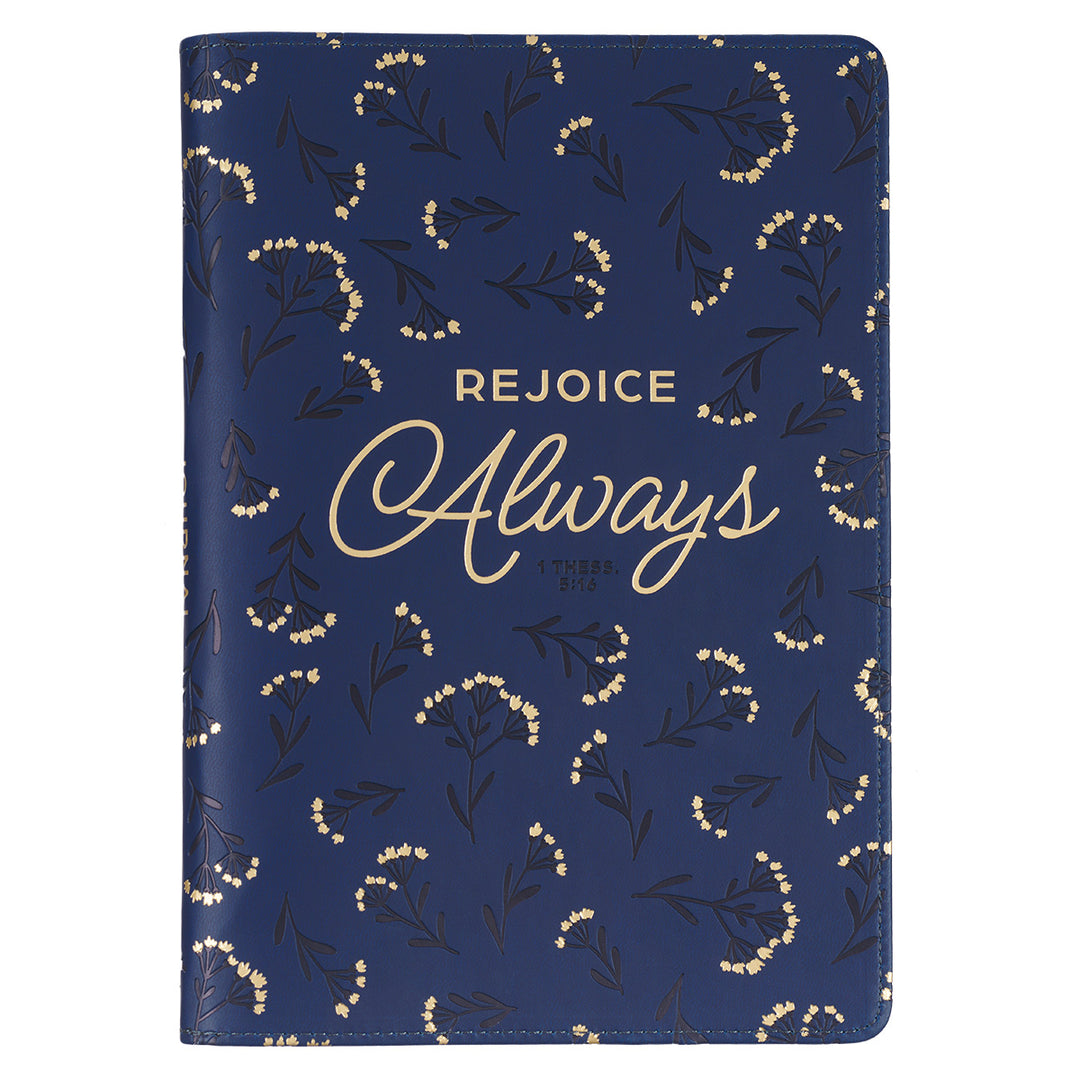 Rejoice Always Faux Leather Journal With Zipped Closure - 1 Thessalonians 5:16