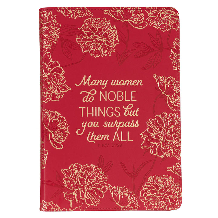 Many Women Do Noble Things Faux Leather Journal With Zipped Closure - Proverbs 31:29