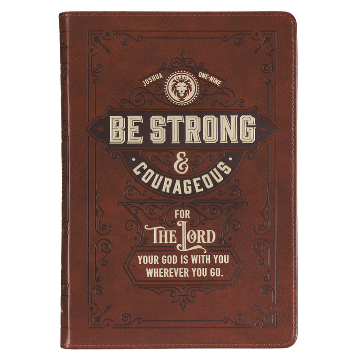 Be Strong & Courageous For The Lord Faux Leather Journal With Zipped Closure - Joshua 1:9