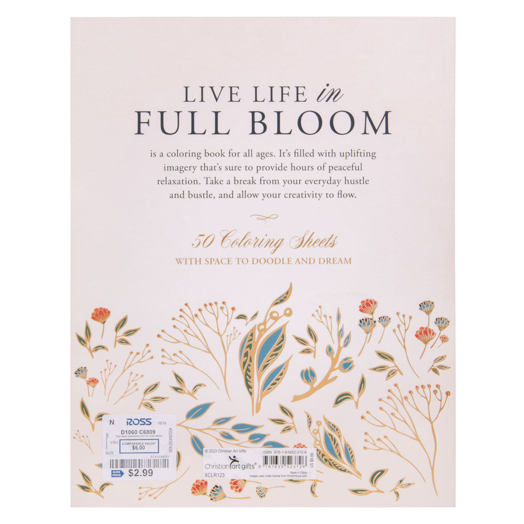 Live Life in Full Bloom Coloring Book (Paperback)