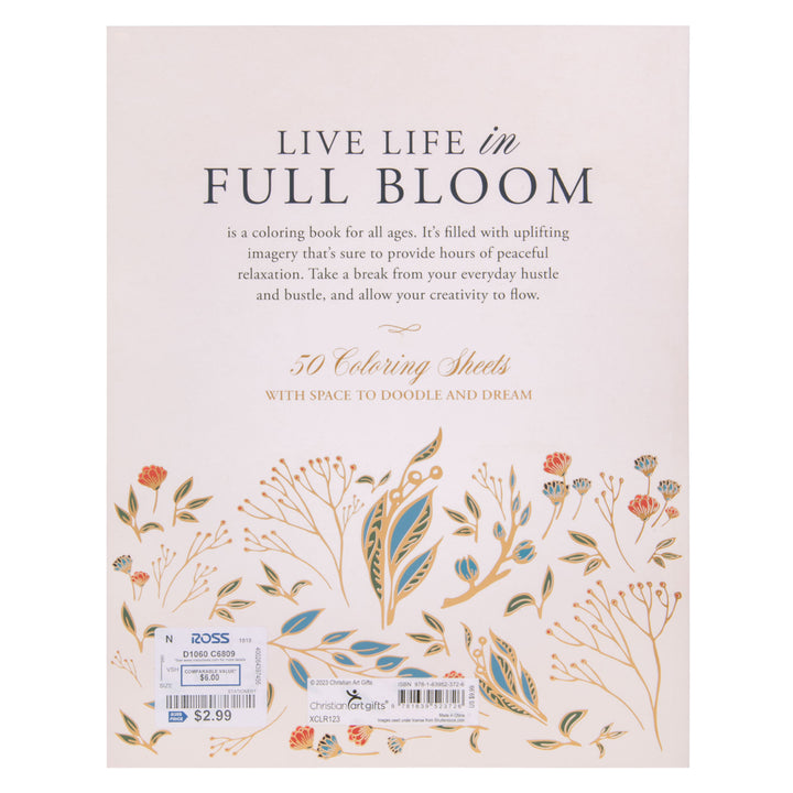 Live Life in Full Bloom Coloring Book (Paperback)