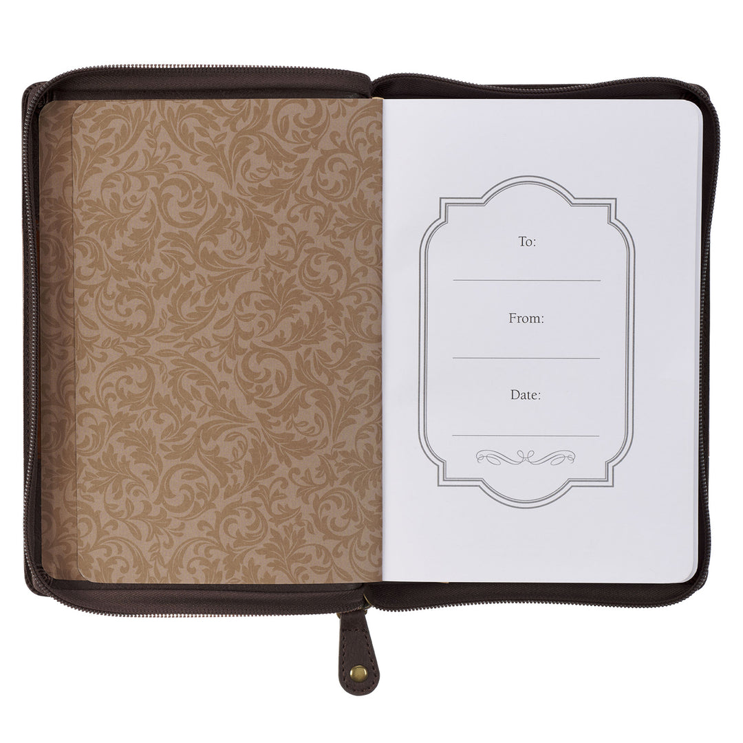 Man of God Two-Tone Brown Faux Leather Journal with Zipped Closure