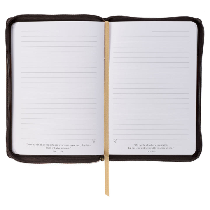 Man of God Two-Tone Brown Faux Leather Journal with Zipped Closure