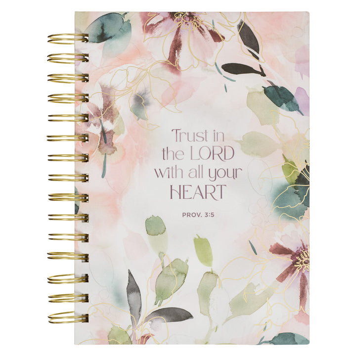 Trust in the Lord with All Your Heart Floral Large Hardcover Wirebound Journal