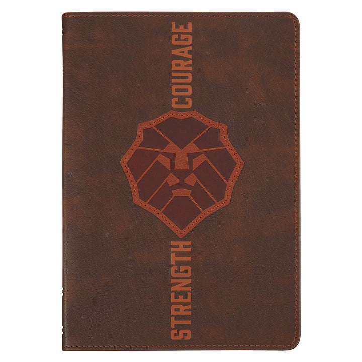 Strength and Courage Brown Lion Faux Leather Journal