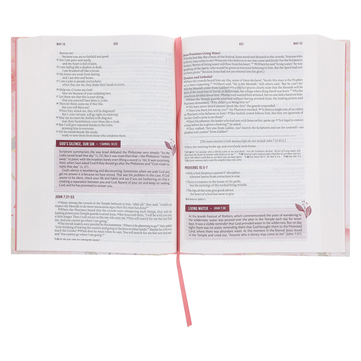 NLT Pink Floral Hardcover Everyday Devotional Bible for Women