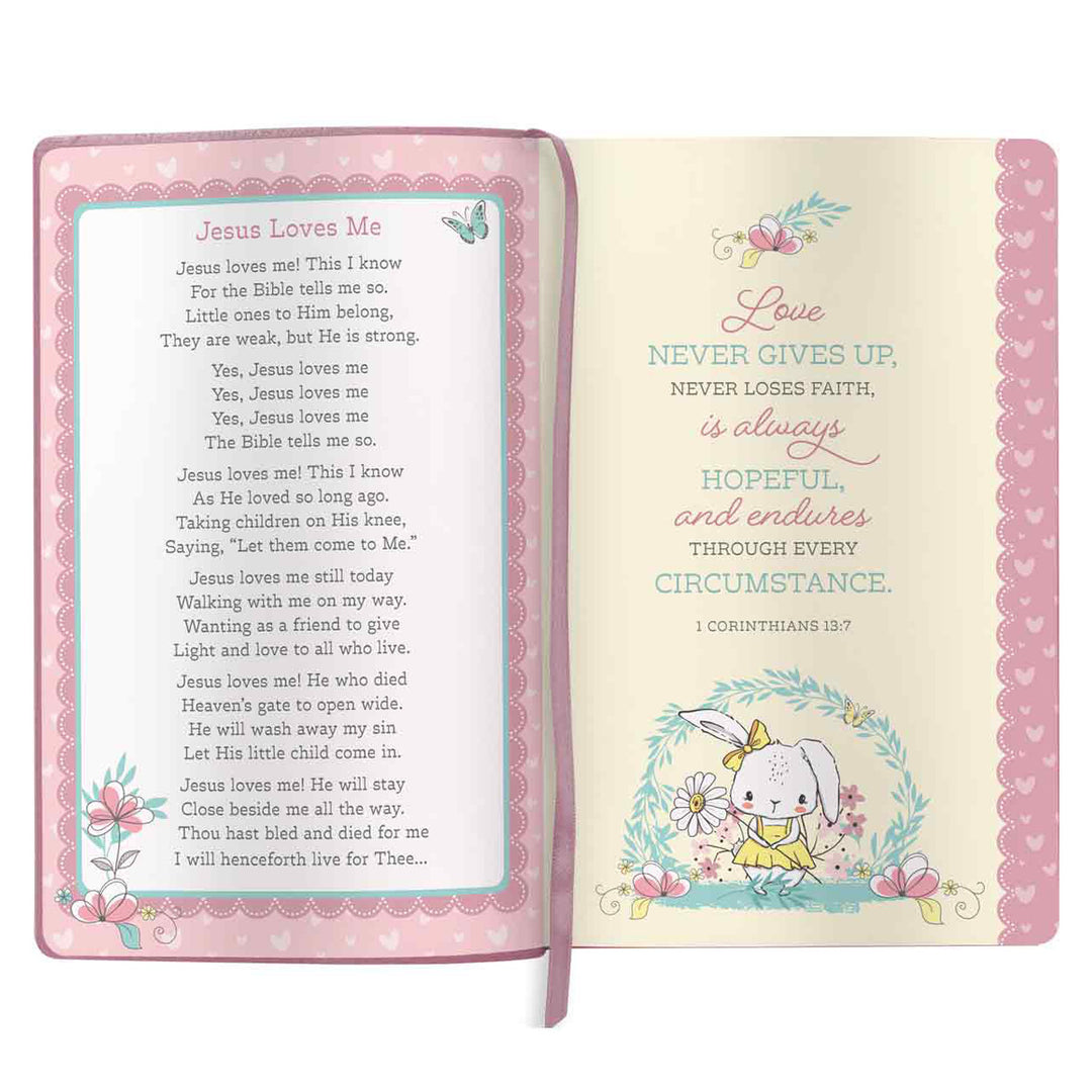 NLT Pink Deer Flexcover Faux Leather Baby Bible for Girls