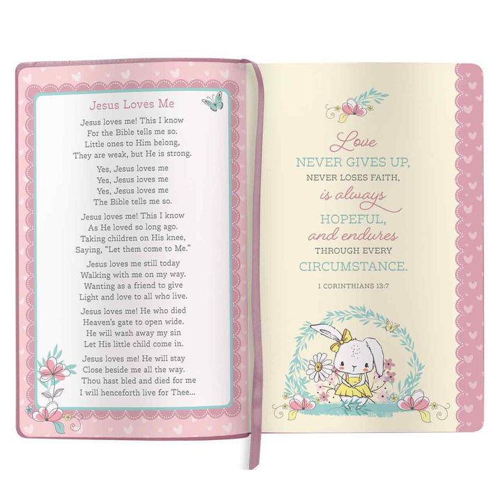 NLT Pink Deer Flexcover Faux Leather Baby Bible for Girls