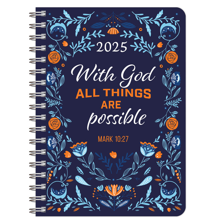 2025 Diary - Daily Planner - With God All Things Are Possible - Wirebound