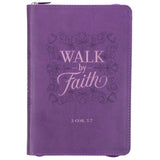 Walk by Faith Purple Faux Leather Journal with Zipped Closure
