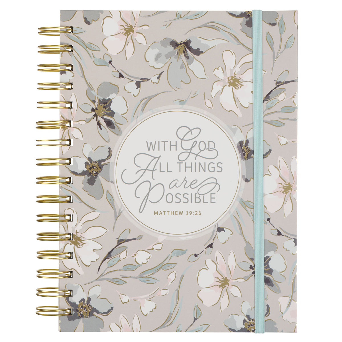 With God All Things are Possible Chunky Hardcover Wirebound Journal with Elastic Closure