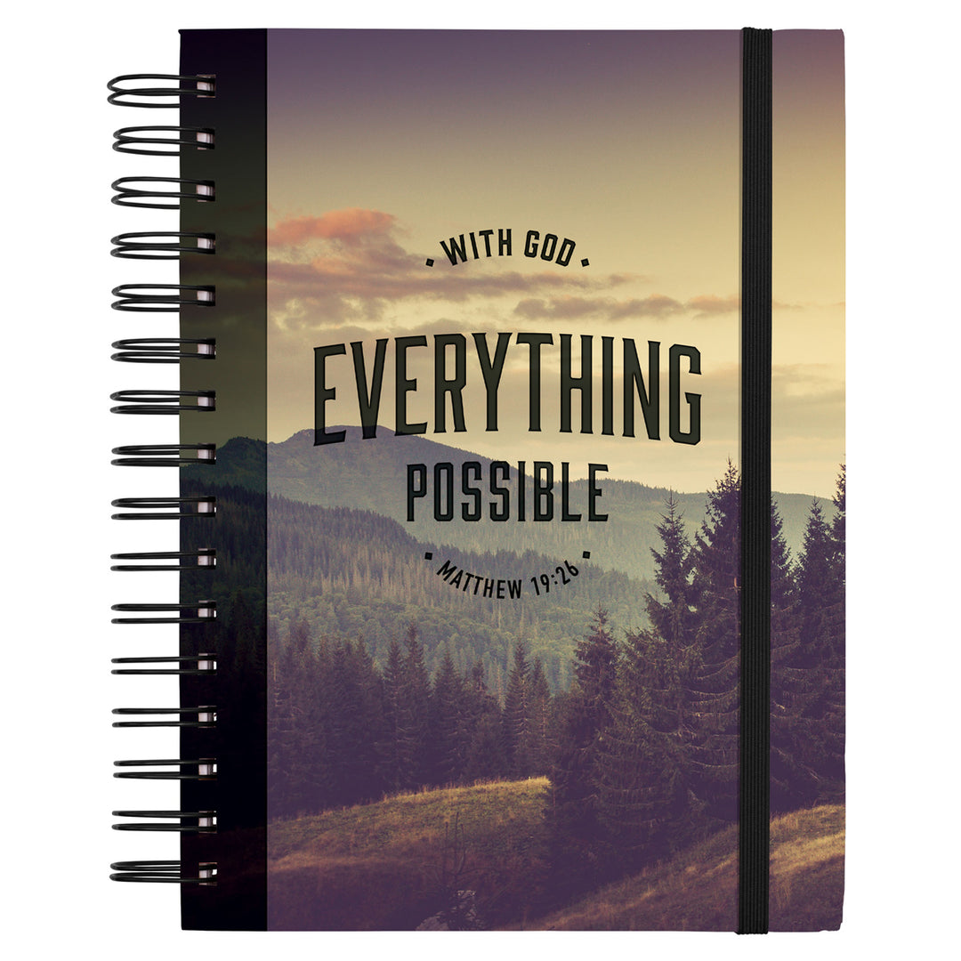 With God Everything is Possible Chunky Hardcover Wirebound Journal with Elastic Closure