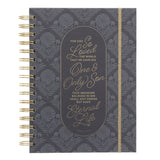 For God so Loved the World Grey Chunky Hardcover Wirebound Journal with Elastic Closure