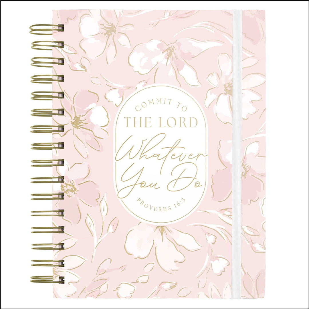 Commit to the Lord Pink Chunky Hardcover Wirebound Journal with Elastic Closure