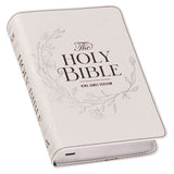 KJV White Faux Leather Compact Bible Large Print