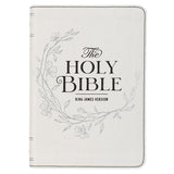 KJV White Faux Leather Compact Bible Large Print