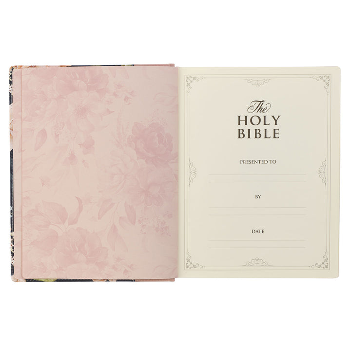 KJV Floral Hardcover Faux Leather Note-taking Bible Large Print