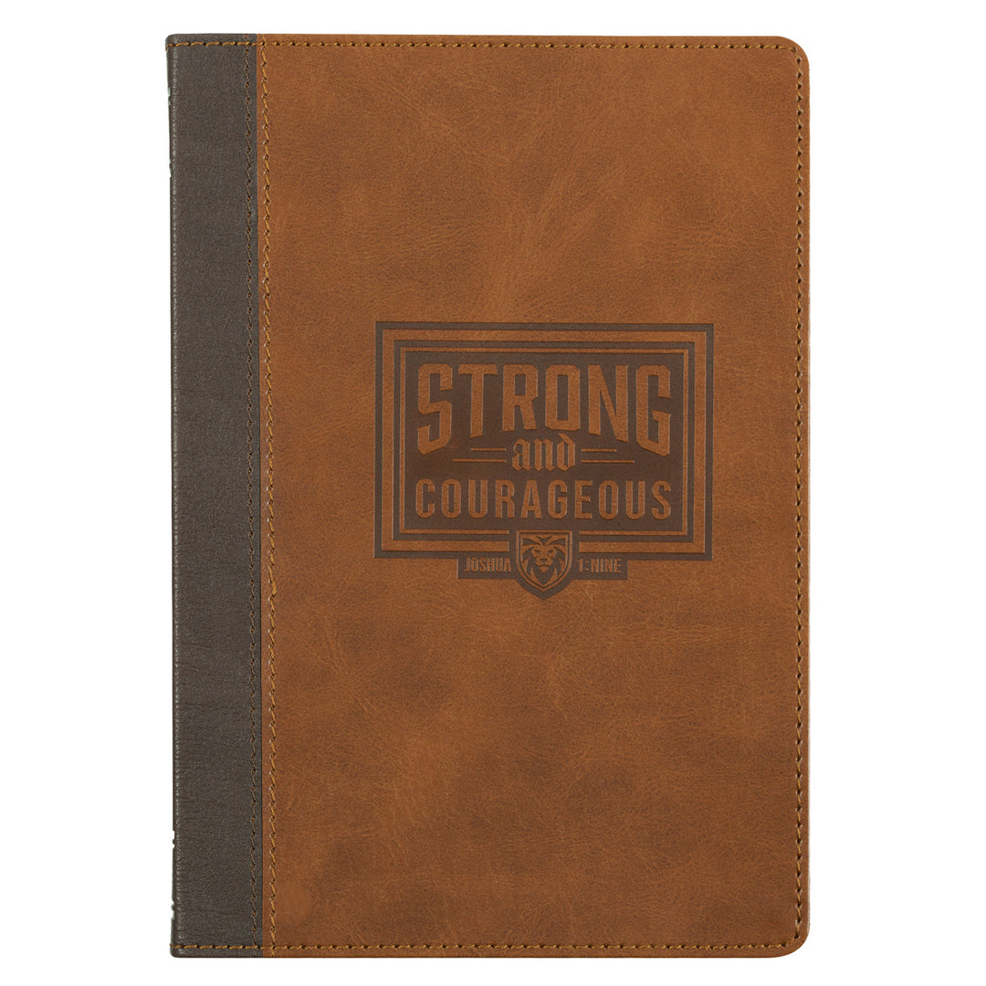 Strong and Courageous Brown Faux Leather Journal