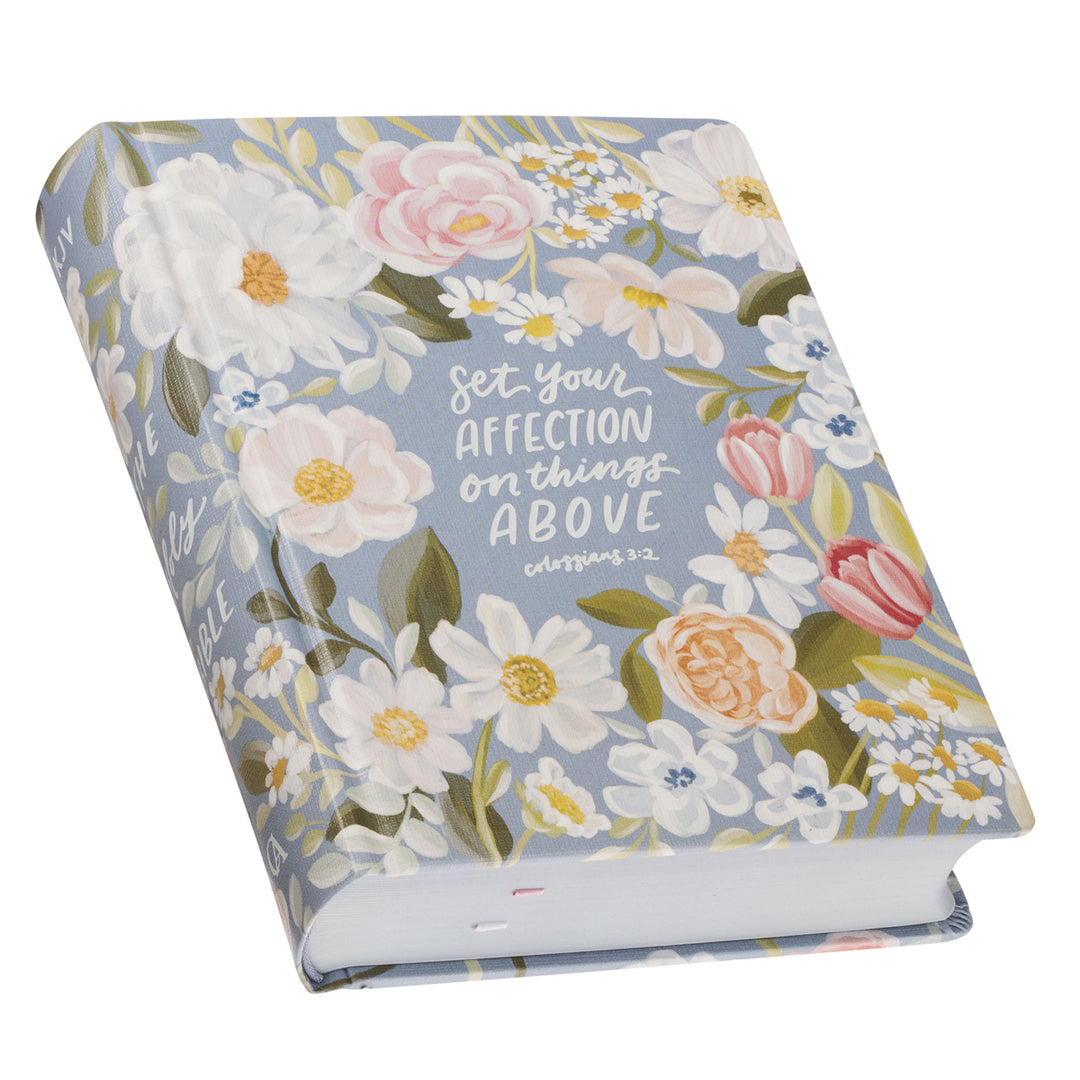 KJV Blue Floral Hardcover Note-Taking Bible