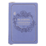 Be Strong and Courageous Purple Faux Leather Journal with Zipped Closure