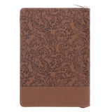 I Can Do All Things Through Him Brown Faux Leather Journal with Zipped Closure