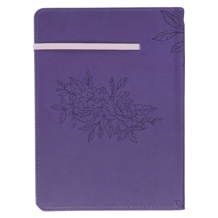 Many Women Do Noble Things Purple Faux Leather Journal with Pen Holder and Elastic Closure