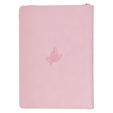 He Will Cover You with His Feathers Pink Faux Leather Journal with Zipped Closure