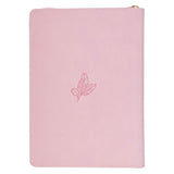 He Will Cover You with His Feathers Pink Faux Leather Journal with Zipped Closure