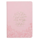 He Will Cover You with His Feathers Pink Faux Leather Journal with Zipped Closure