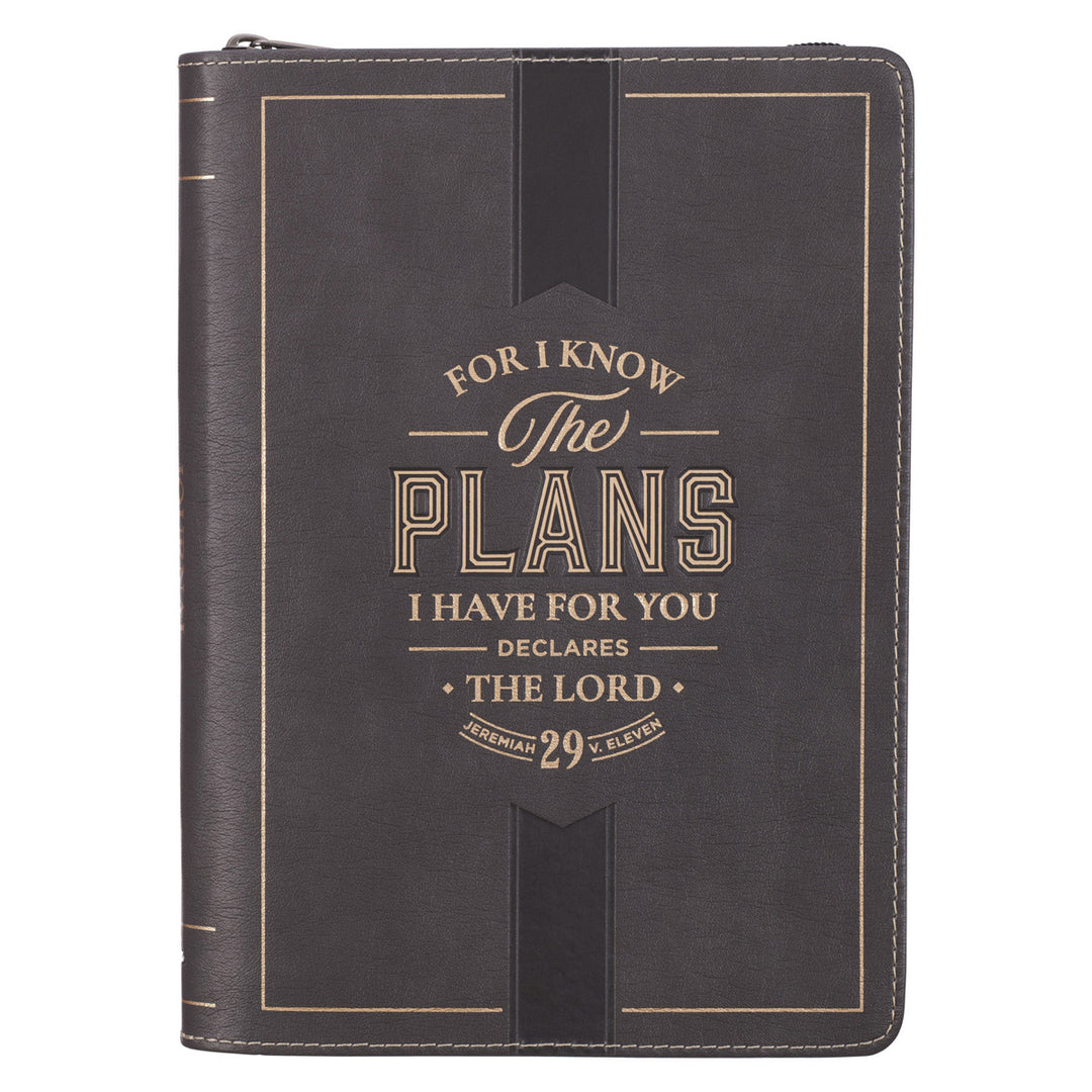 I Know the Plans Faux Leather Journal with Zipped Closure