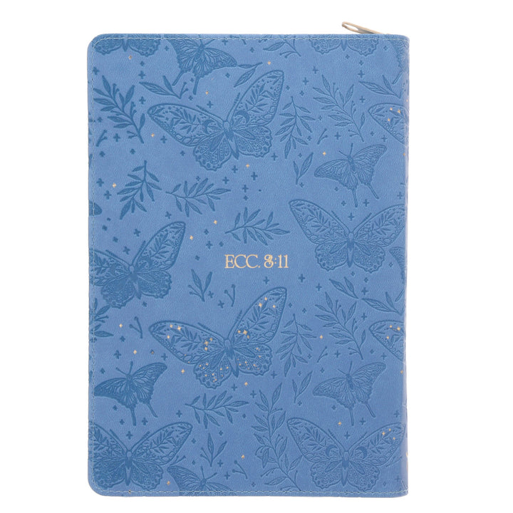 He Has Made Everything in Its Time Blue Faux Leather Journal with Zipped Closure