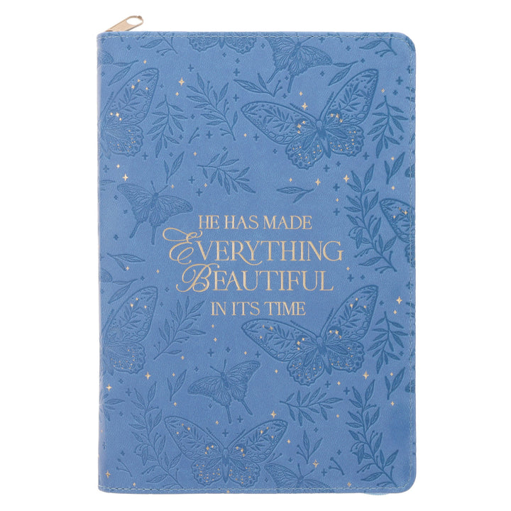 He Has Made Everything in Its Time Blue Faux Leather Journal with Zipped Closure