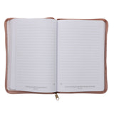 She Is Clothed with Strength and Dignity Beige Faux Leather Journal with Zipped Closure