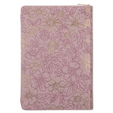 Be Still and Know Floral Pink Faux Leather Journal with Zipped Closure