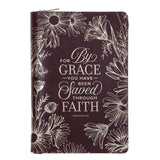 For by Grace You Have Been Saved Through Faith Faux Leather Journal with Zipped Closure