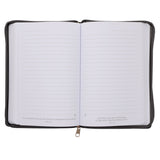 Be Strong in the Lord and in His Mighty Power Grey Lion Faux Leather Journal with Zipped Closure